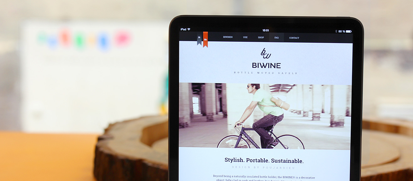 site web responsive design pour biwine sur tablette
